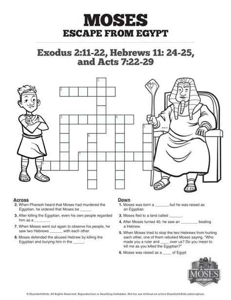 For the word puzzle clue of which bible figure is most closely associated with leading the exodus from egypt, the Sporcle Puzzle Library found the following results. . Holiday marking the exodus from egypt crossword